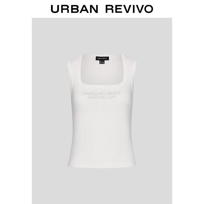UR2026 Women s Letter Studded U-Neck Vest Top XS