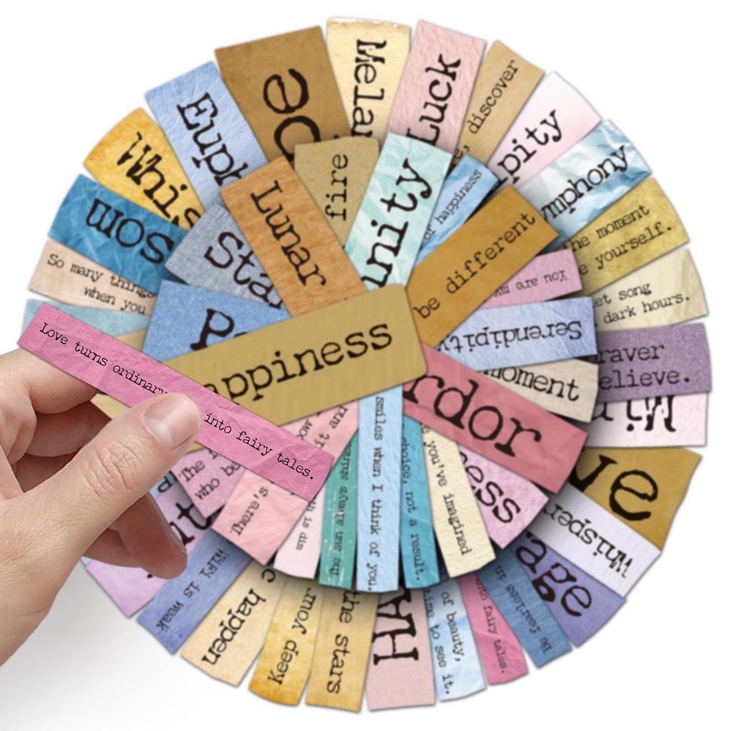 50PCS Retro Inspirational English Paper Stickers - Motivational, Positive, Waterproof, Decorative for Journaling.