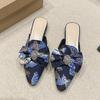 Fashion Summers Embroidery Womens Slippers Fashion Elegant Pointed Toe Slides Shoes Ladies  Luxury Designer Shoes for Women