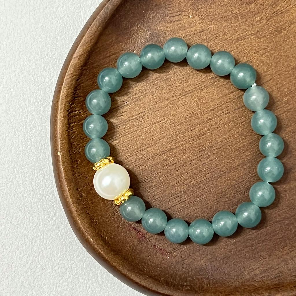 Natural Stone Beaded Bracelet for Women 8mm Round Beads Stretch Bangle Handmade Jewelry Gifts