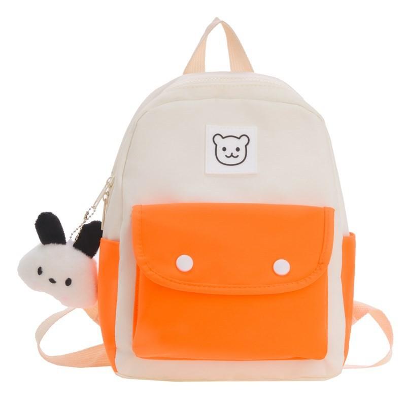 Contrasting Childrens Casual Color Backpack With Bear Print Design For Daily