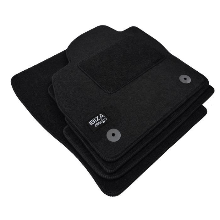 Tapis De Sol - Logo - Seat Ibiza KJ - Velours Noir - 4 Pièces - Antidérapant Et Imperméable