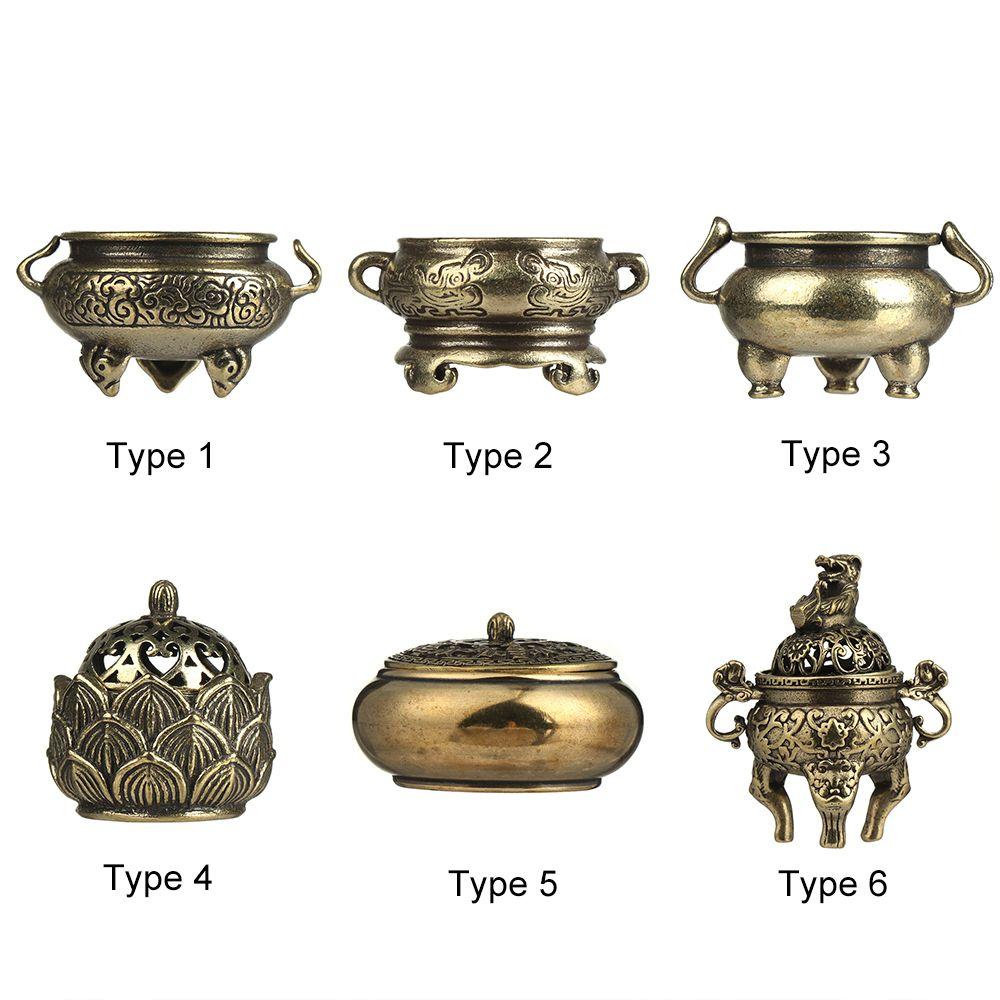 Gift Home Decoration Cense Stick Holder Hollow Lotus Mini Qilin Head Retro Brass Censer Incense Burner