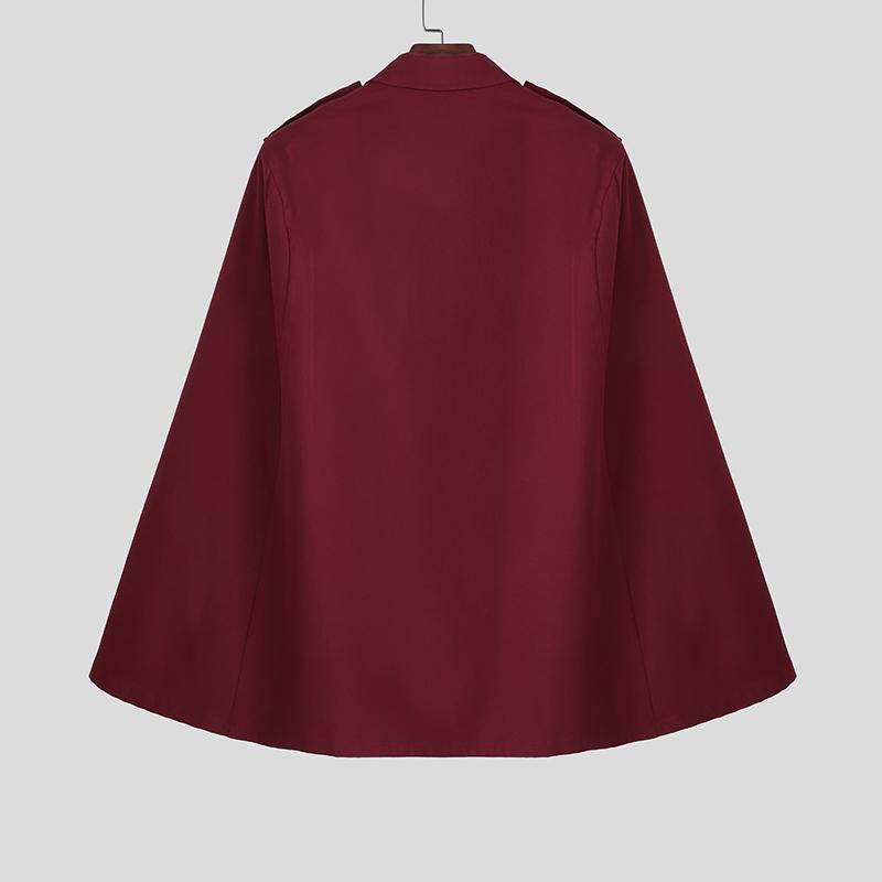 INCERUN Spring Autumn Men Lapel Neck Irregular High Low Cloaks Coats Cape