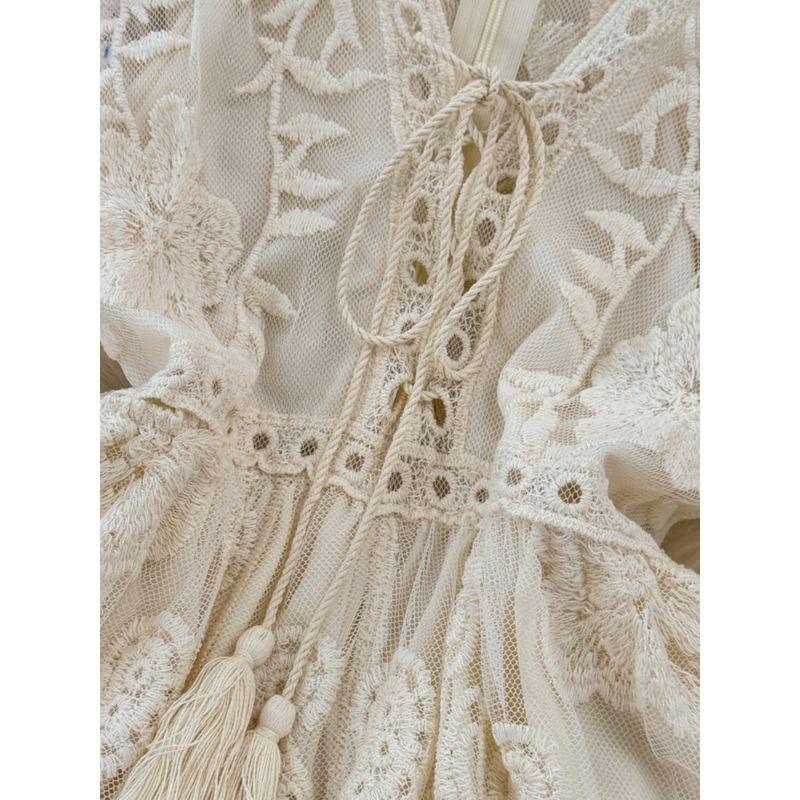 V Neck Fashion Sexy Embroidered Vacation Blouse Jumpsuit