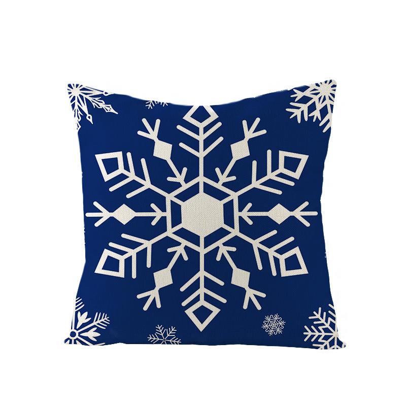 Blue Christmas Pillow Case Polyester Printed Christmas Elk Pillow Home Sofa Pillow Case