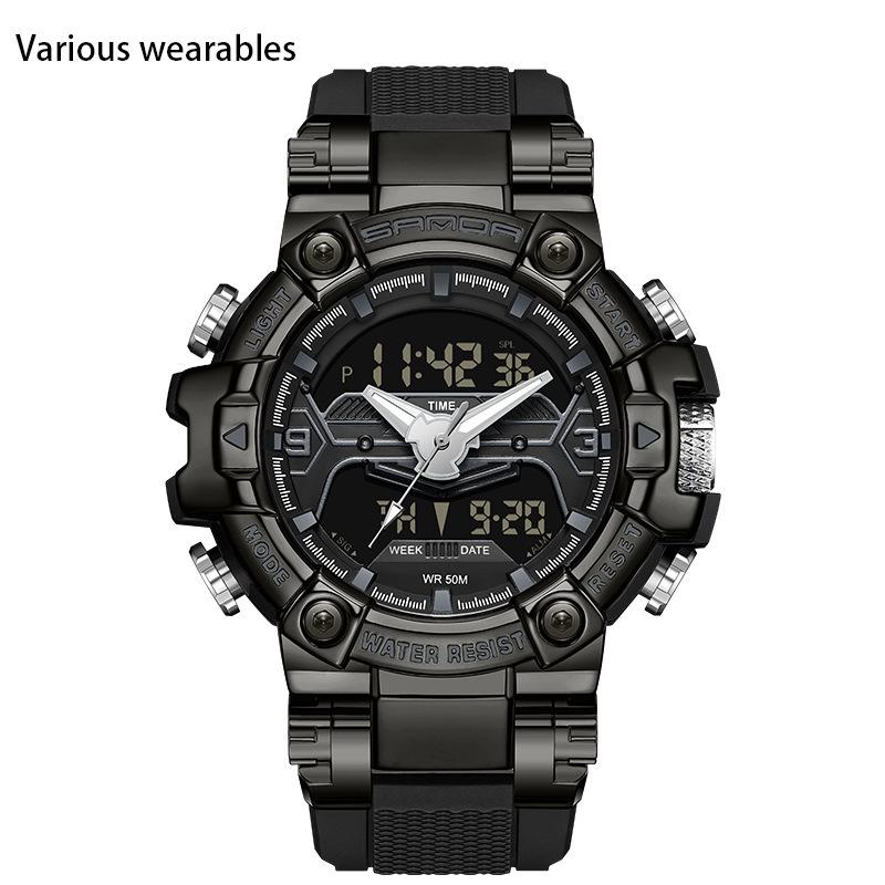 Neue elektronische Uhr, multifunktionale Modetrend-Herrenuhr, coole Uhr, im Dunkeln leuchtend, wasserdicht, stoßfest, Wecker, Herrenuhr