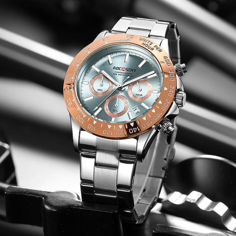 Quarzuhr für Herren Business Gold Schwarz Edelstahl Mode Klassisch Luxus Multifunktional Analog Armbanduhren Reloj Hombre