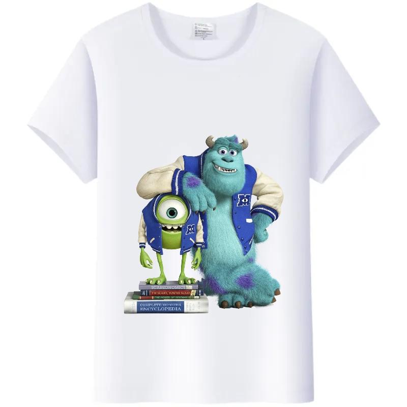 Kawaii Unisex Monsters, Inc. T-Shirt White TShirt Short Sleeve Tops James -P- Sullivan Funny Mr.Q Graphic Tees