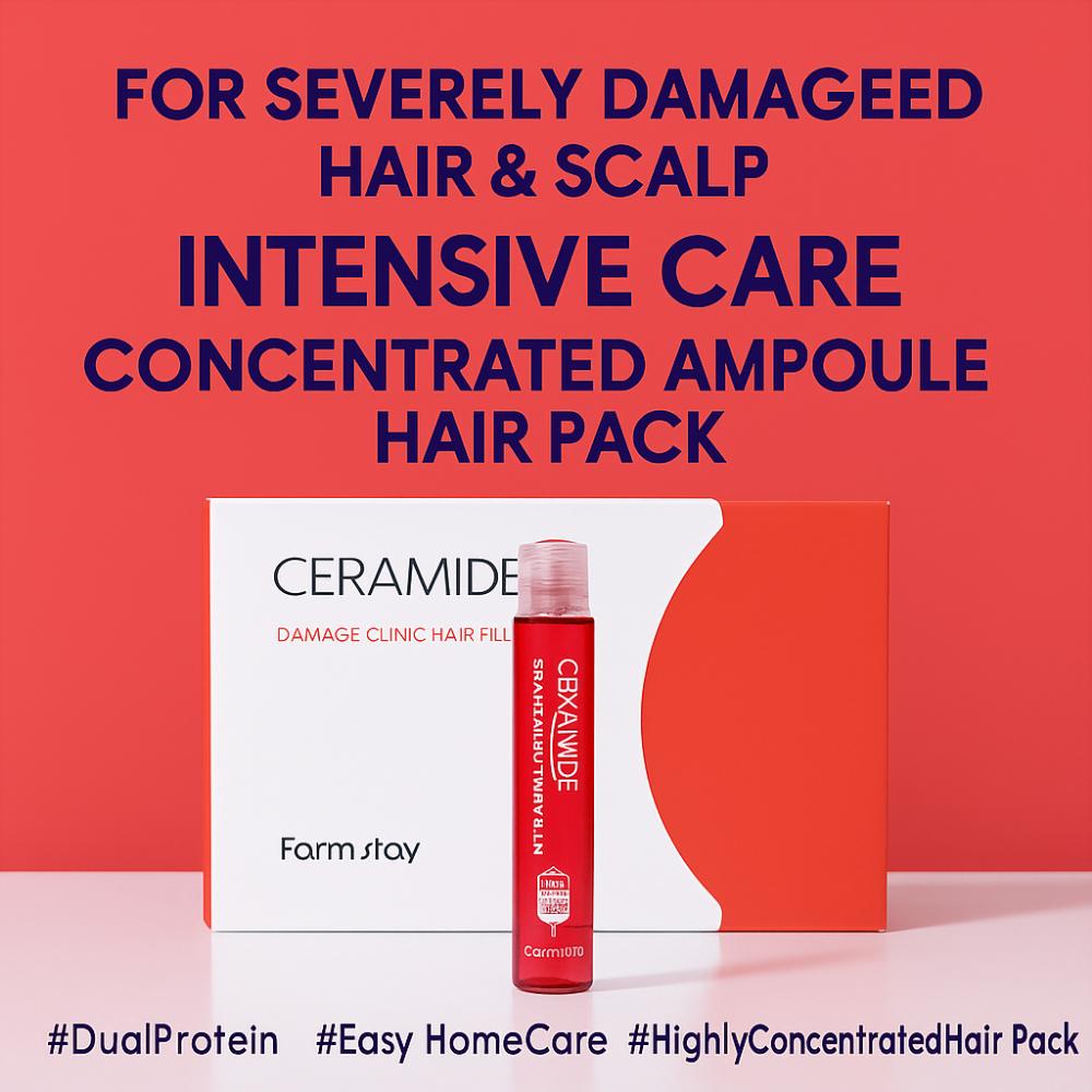 

FARMSTAY Ceramide Damage Clinic Hair Filler (13ml x 10 Ampoules)