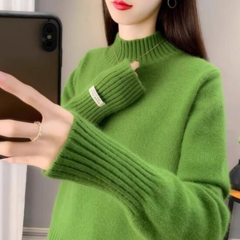 Navava Women Daily Mock Neck Long Sleeve Knit Tee Nk3443