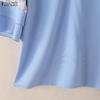 ZANZEA Women Casual Stand Collar Loose Splice 3/4 Sleeve Blouse
