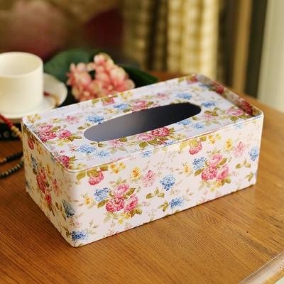NUEVA caja de pañuelos de hierro para decoración de escritorio con diseño de rosas de estilo rural de alta calidad
