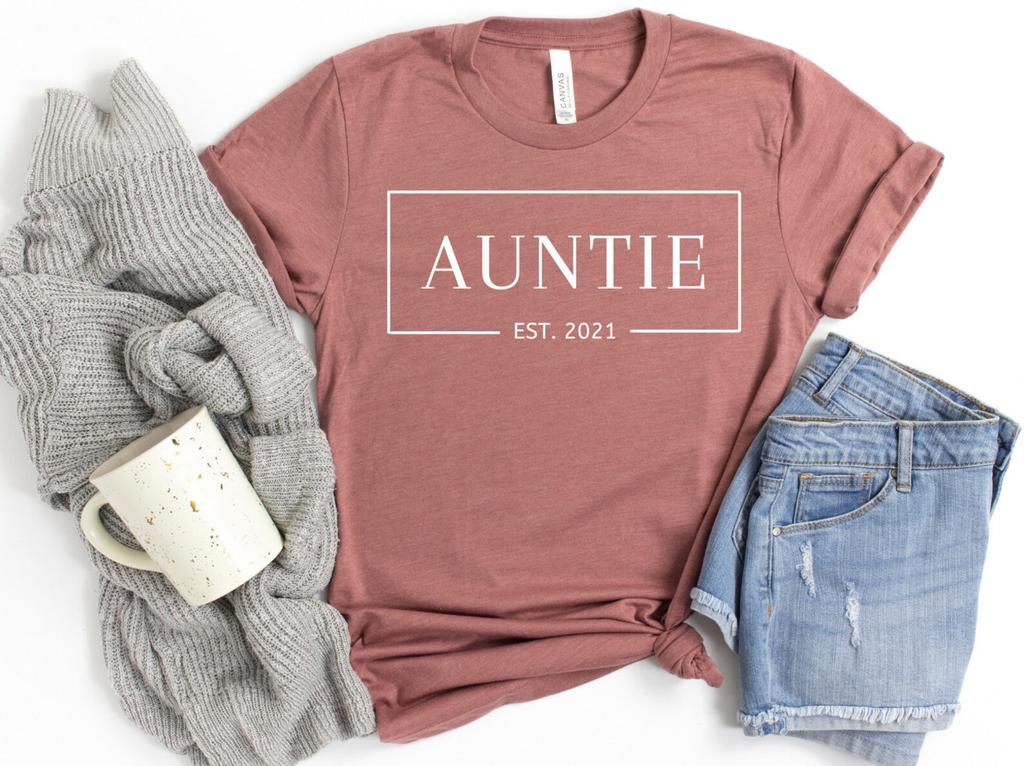 Auntie Est Shirt, Auntie T-Shirt, Aunt Tee, Best Aunt Shirt Gift, New Auntie Shirt, Pregnancy Announcement Shirt, Relatives TShirt