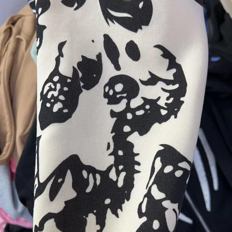 Y2K Gothic Hooded Zip-Up Sweatshirt With Skull Print Loose Fit Streetwear Long Sleeve Pullover Women