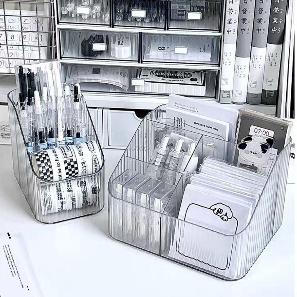 Multi-function Desktop Storage Box Transparent Cosmetics Organizer Box Makeup Brushes Holder