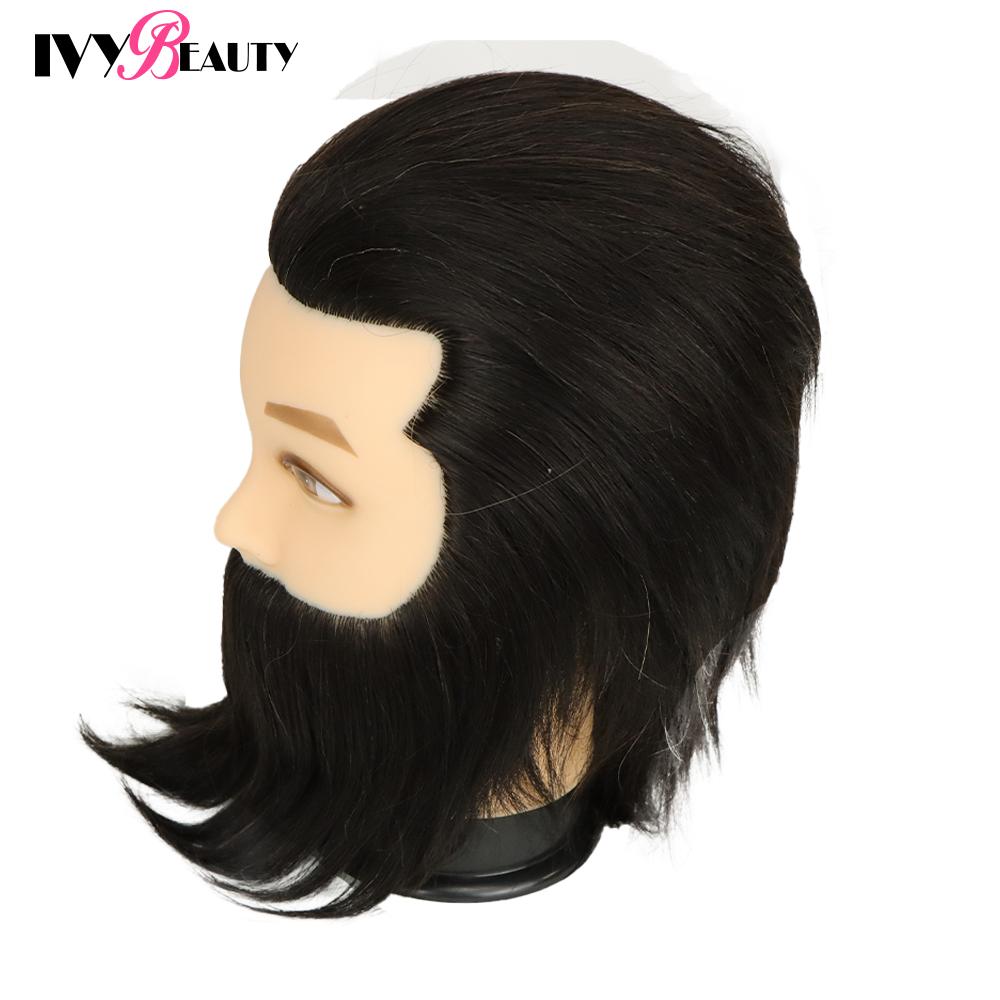 100% Human Hair Mannequin Head Male Barber Hairdresser Manikin Head Training Doll Head For Beauty Hairdresser Practice CuttIing