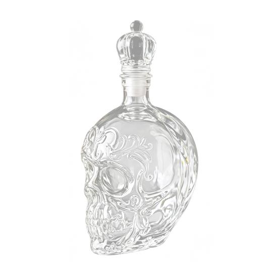 Decantador de Uísque Caveira, Garrafa de Vidro Gótica de 500ml com Rolha, Dispensador de Espírito de Halloween para Bar Doméstico, Decantador de Bebida Assustador Presente