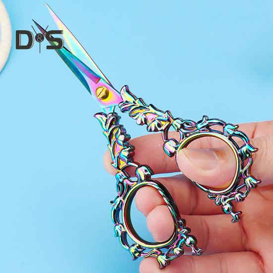 Vintage Carved Flower Scissors Heavy Duty Stainless Steel Sharp Blade Multipurpose Tailor Scissors DIY Embroidery Arts Crafts Crochet Yarn Needlework