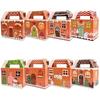 12PCS With Handle Christmas Gift Box Cartoon Design Gingerbread House Christmas Cookie Box Candy Cookies Packaging Box