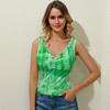 Women Summer Deep V-neck Sleeveless Tie Dye Printing Plus Size Casual Tank Top