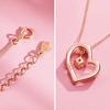 [Free Bird] Women's Heart Necklace, Premium Quality 5A Cubic Zirconia, Pink Gold Pendant, Sterling Silver 925, Perfect for Birthdays, Valentine's Day,