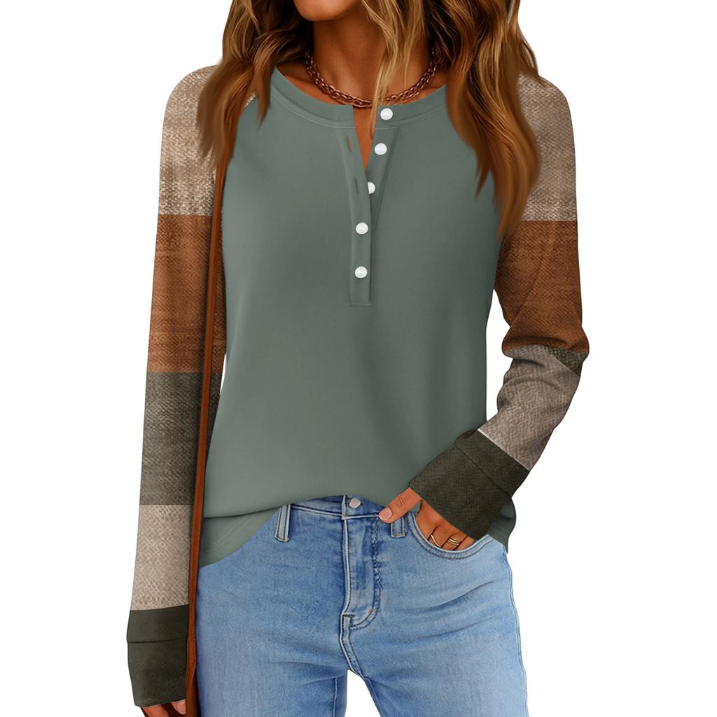 Women's Fashion  Loose Long Sleeve Round Neck Casual Top