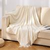 Soft and Comfortable Solid Color Throw Blanket Knitted Sofa Blanket Car Rhombus Air Conditioning Blanket Tassel Nap Wool Blanket