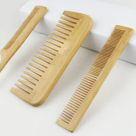 Comfortable Grip Hair Comb No Odor Bamboo Narrow-Tooth Scalp Comb for Bathroom