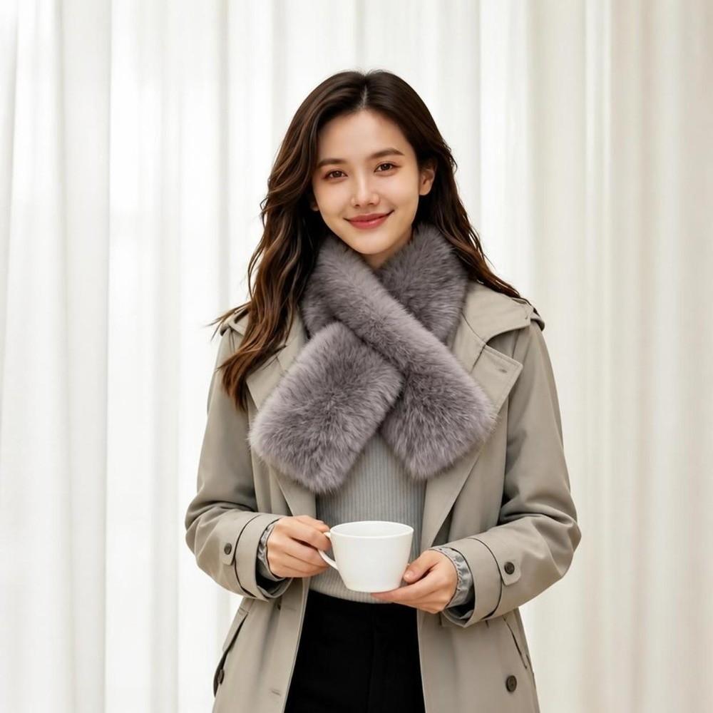 Soft Cross Scarf Plush Winter Scarf Fashion Imitation Fox Fur Scarf Outdoor