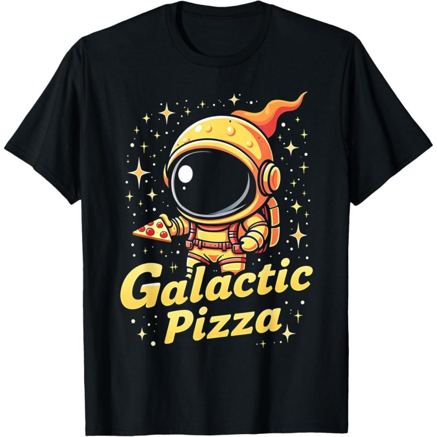 Галактический Кусок Пиццы Астронавт Космическая Еда Смешной Космический Перекус Футболка XXXXXL чёрный