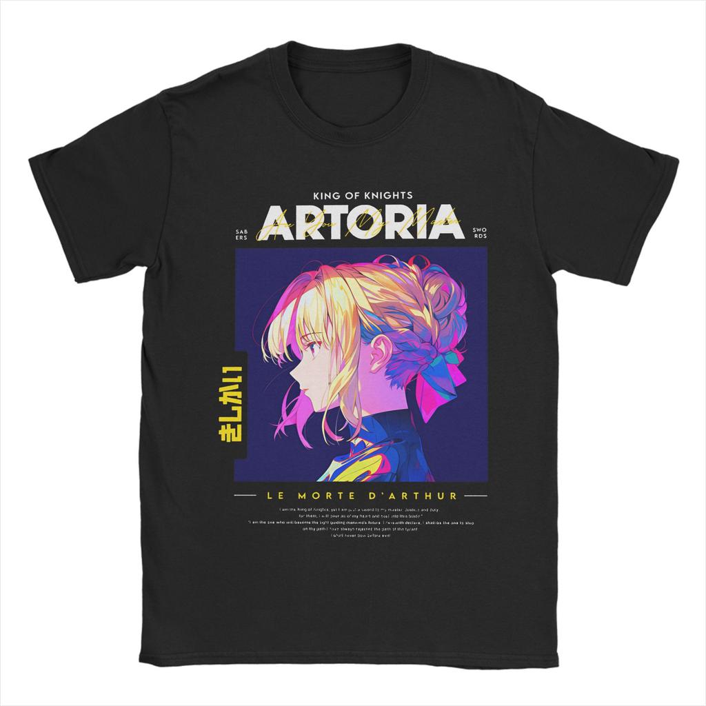 Saber Arthur Pendragon Fate Stay Night Tshirts Men Cotton Tops Novelty Round Neck Short Sleeve