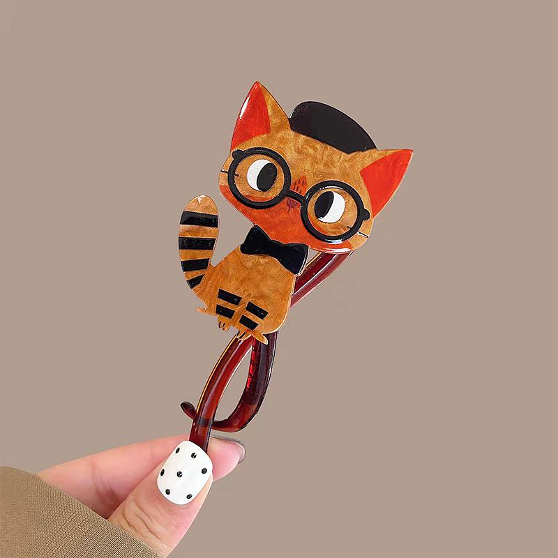 1PC Cat Shape Cartoon Hair Ties Fashion Hair Accessories Exquisite Jewelry Clothing Accessories Multicolor