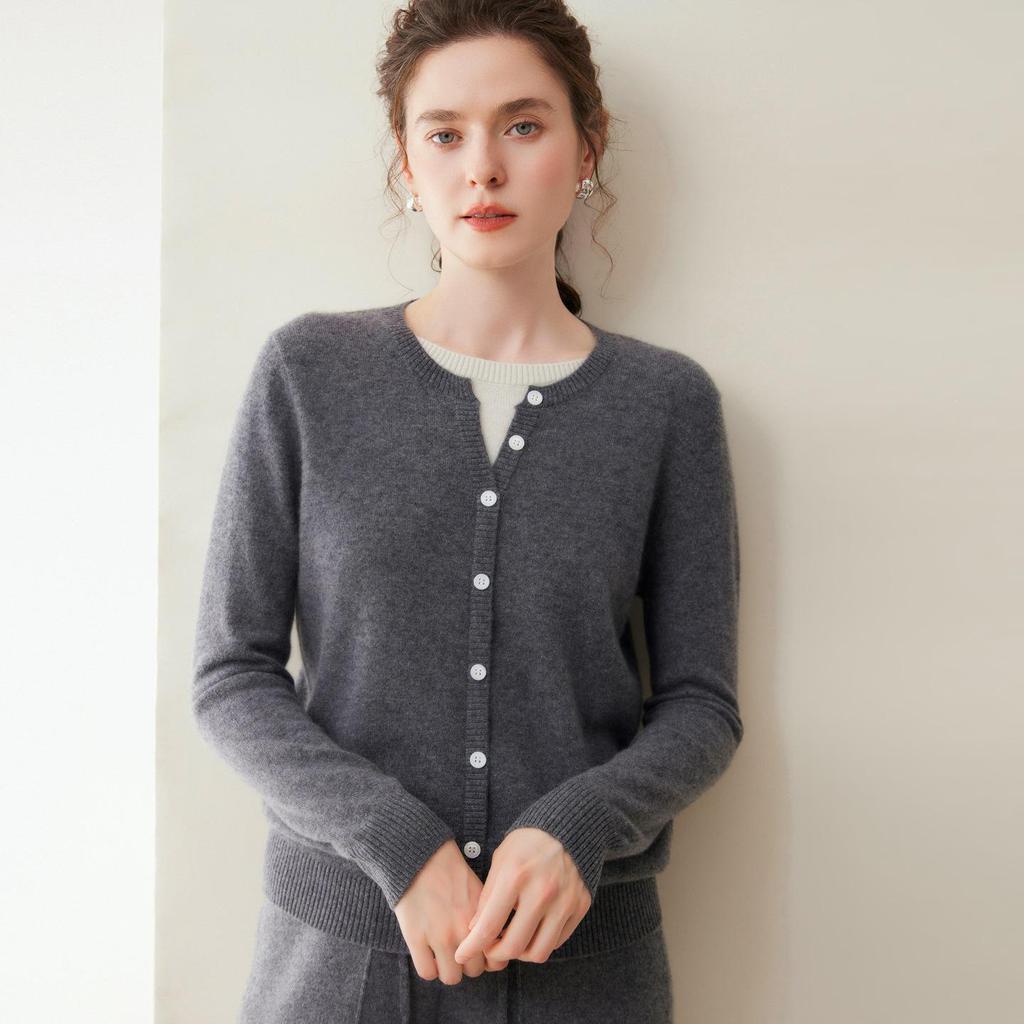 Women's 100% Pure Cashmere Two-Piece Style Cardigan - Autumn/Winter 2026 Collection Sweater Jacket