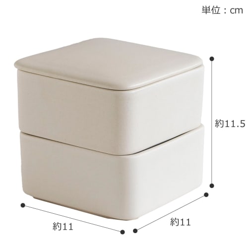 Kamoshika Douguten Square Lidded Storage Container Set, 2-Tier, Microwave-Safe, Banko Ware Ceramic, Made In Japan (Red)