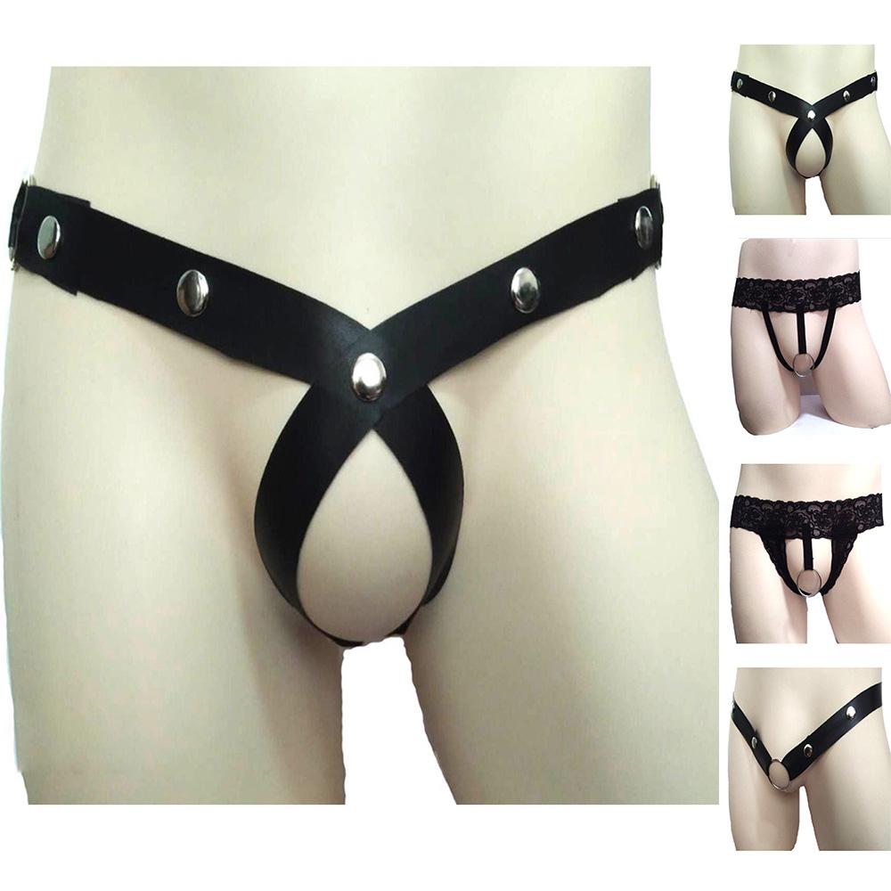 Men's Sexy See-through Lace Hollow Panties Underwear Clubwear Thongs Briefs