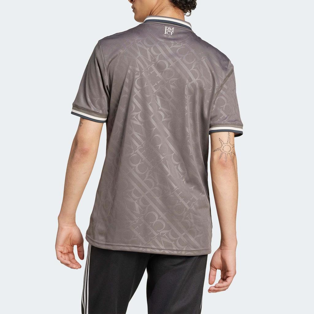 Adidas Originals REAL MADRID Series Men's Charcoal-colored Lettered Casual Short-sleeved Football Jersey