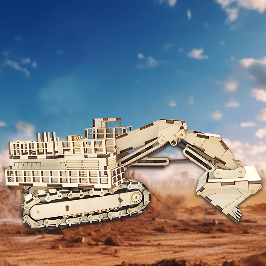 3D Wooden Puzzle for Adults Excavator Wooden Mechanical Model Car Kits to Build Brain Teaser Truck Toys Birthday for Men Boys