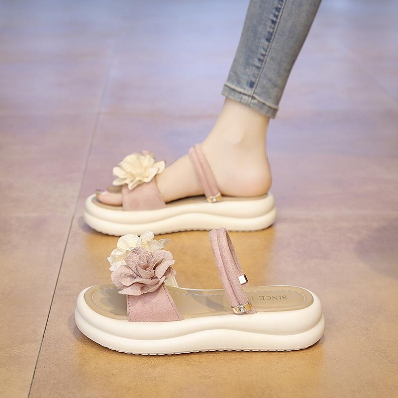 High Heels Platform Sandals 35-40 Flower Women Slippers Luxury Summer 2025 New Dress Outdoor Chunky Zapatillas De Mujer