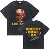 Washed Rapper Chris Brown Breezy Bowl XX World Tour Tshirts Men Women Hip Hop Retro Tshirt Mens Fashion Trend Streetwear