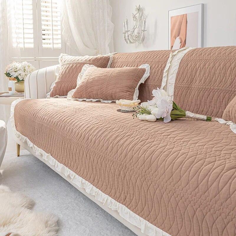 

Хлопковый чехол для дивана для гостиной, утолщенный коврик для диванной подушки, скандинавский однотонный диван-полотенце, L-образный угловой чехол для дивана, домашний декор 70X70cm 1pc