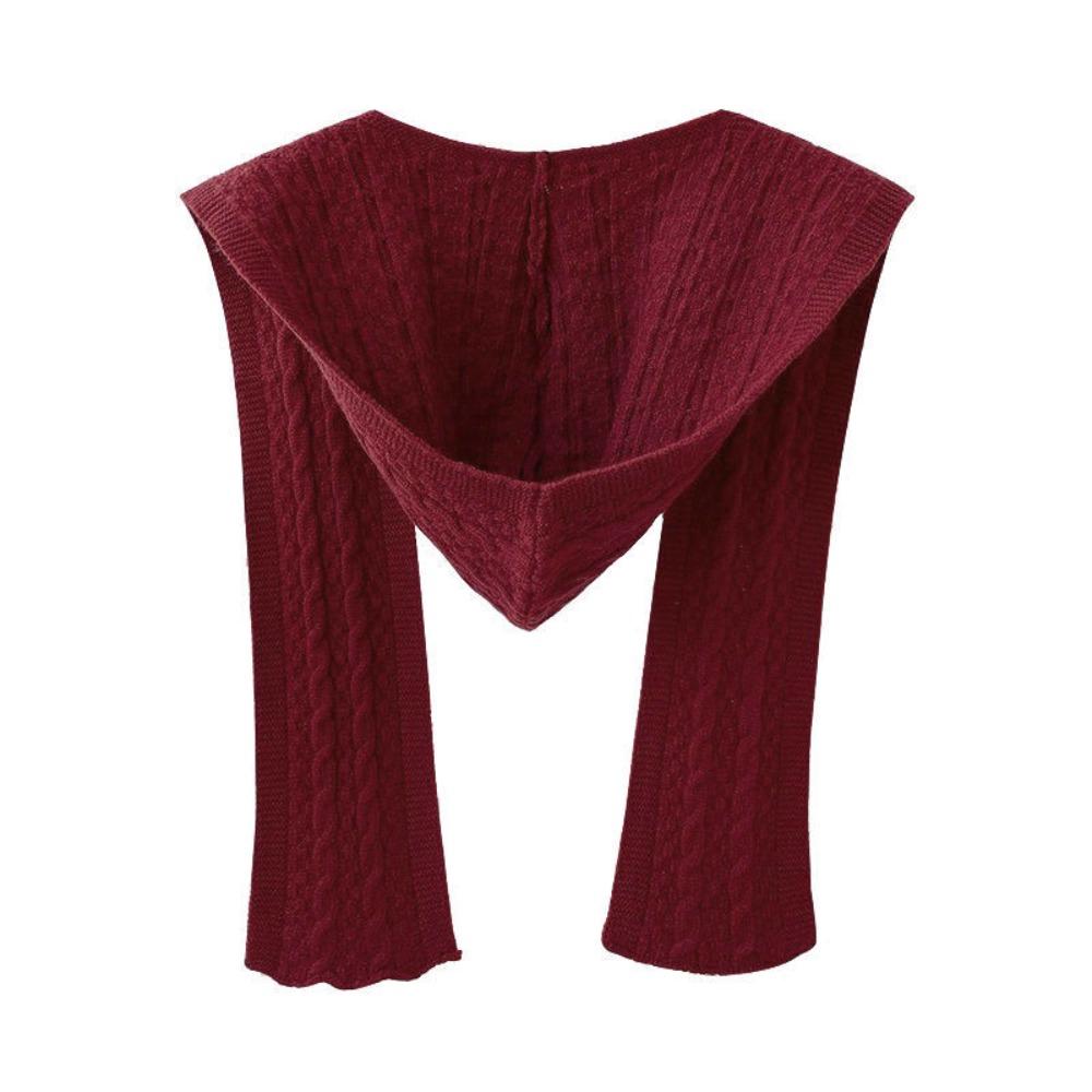 Fashion Knitted Scarves Casual Knit Shawl Wrap Korean Style Hooded Shawl  Autumn Spring
