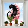 Rosa Blumige Gepard Tier Statisch Haftende Fensteraufkleber, Glasaufkleber für Schaufenster, Hausdekoration