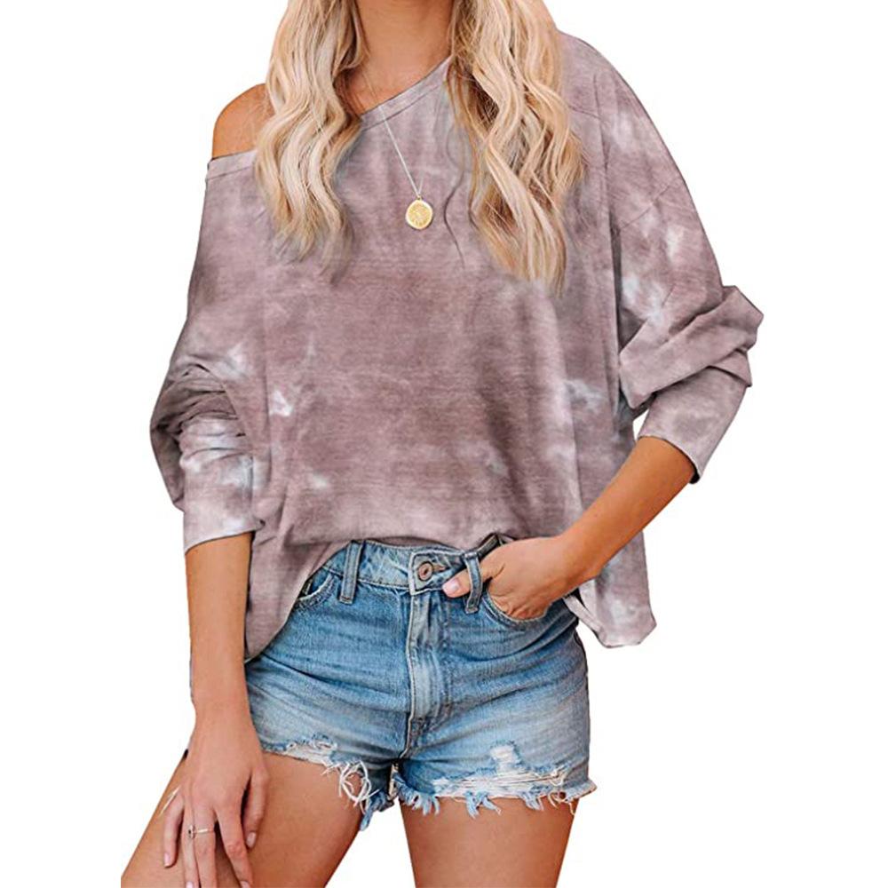 

GMXIA Женские модные повседневные летние блузки и рубашки с круглым вырезом с длинными рукавами XXL коричневый