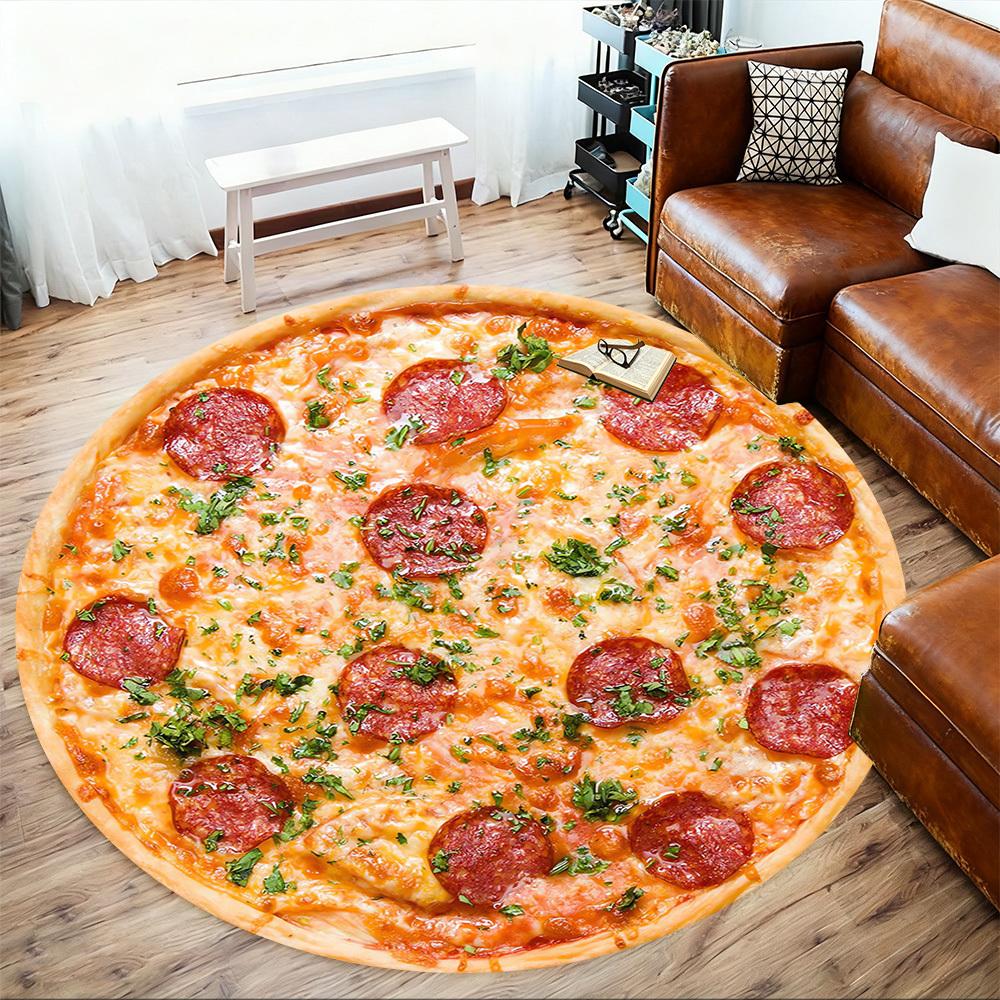 1ks Pepperoni pizza Kulatá podložka na židli Koberec - Protiskluzová podložka na podlahu do kanceláře, ložnice a interiéru c1118209