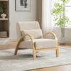 Scandinavian Fabric Lounge Chair – Soft Chenille Fabric and Sturdy Wood Frame, Ideal for Living Room & Bedroom-BEIGE