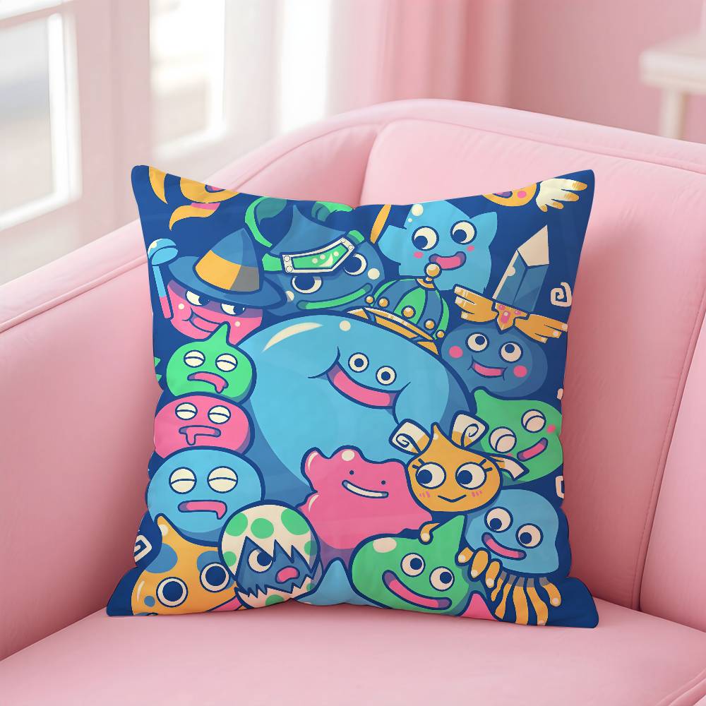 

D-Dragon Quest Слайм Аниме Наволочка Антипылевая наволочка Невидимая молния Шелковистый короткий плюш Чехол для подушки для дивана 16x16Inch