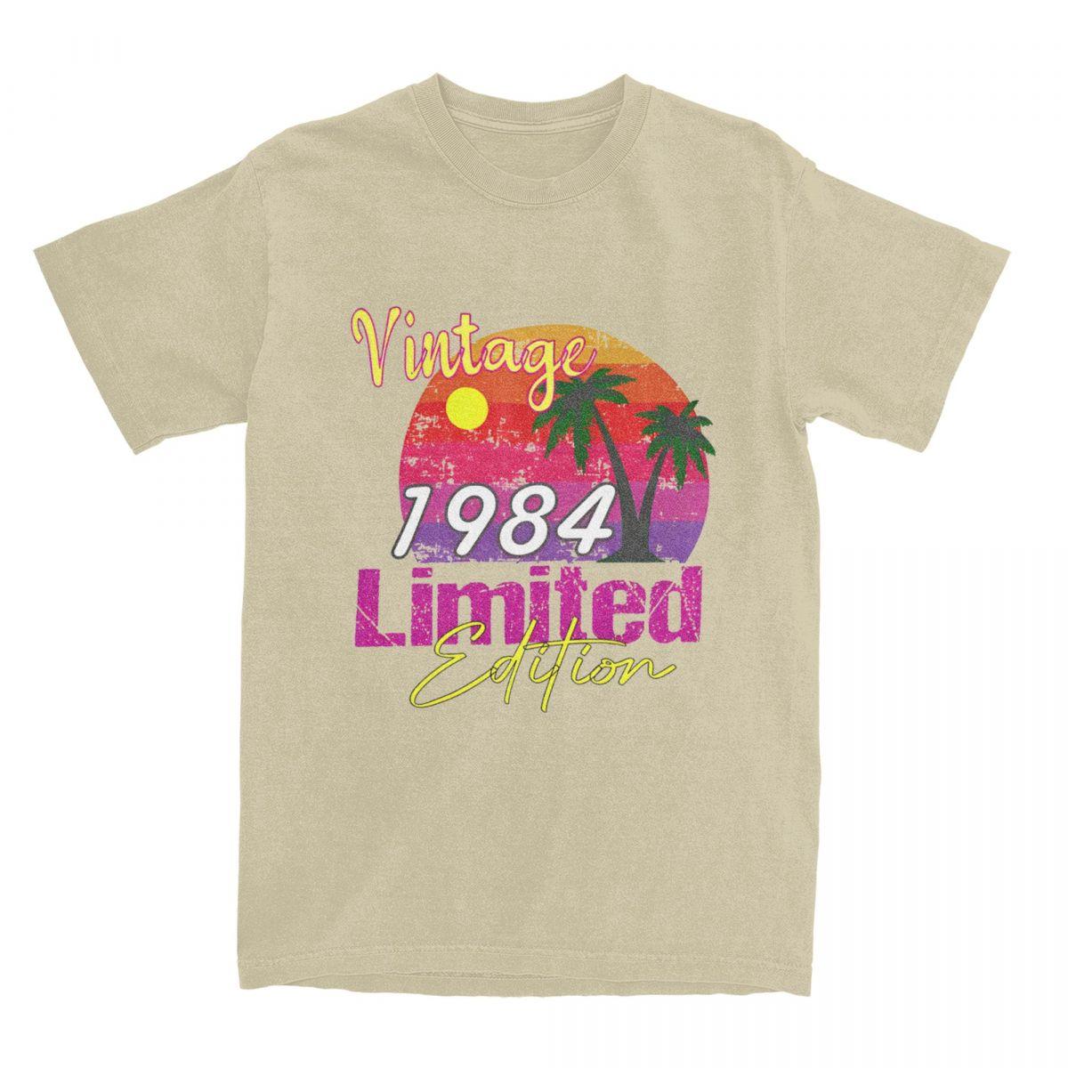 

40-летняя винтажная футболка 1984 года, ограниченный тираж, мужской подарок на день рождения, футболка для отдыха из чистого хлопка, футболки с коротким рукавом, одежда XXXXXL хаки
