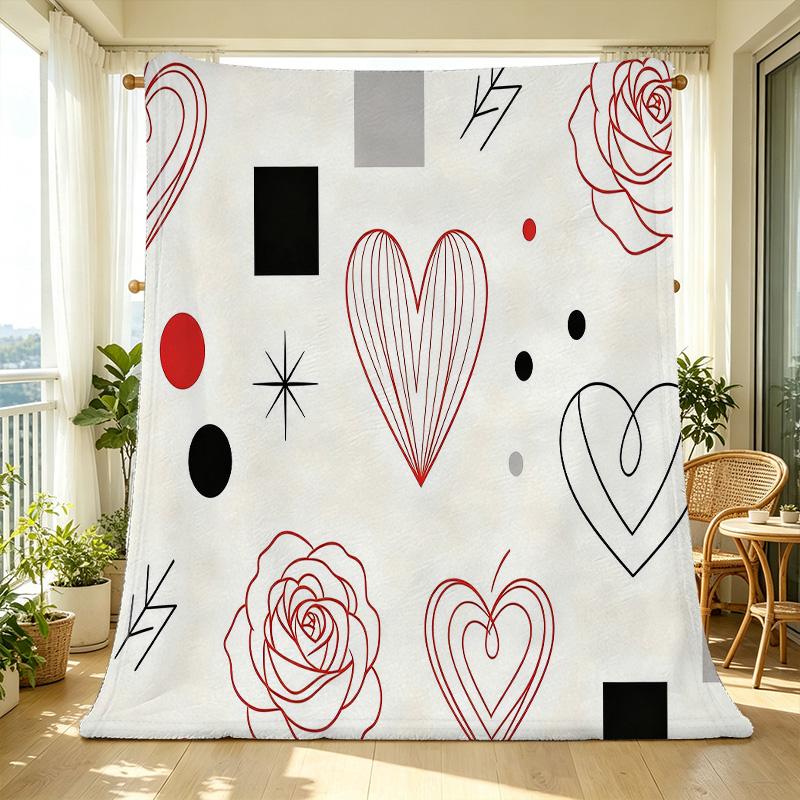 Soft Short Plush Flannel Blanket Minimalist Design, Skin-Friendly, No Shedding, Single Bedroom Use, Warm Home Decor, Ideal Valentine's Day Gift