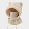 Women's Oversized Winter Hat with Ear, Face Cover and Neck Warmer, One-Piece Knit Scarf for Cold